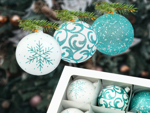 Bombki miętowy mix -  100 mm bombki choinkowe szklane 6 szt