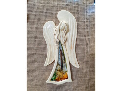 Anioł Gaja Art 1 Leaf -  28 x 12 cm figurka dekoracyjna gipsowa