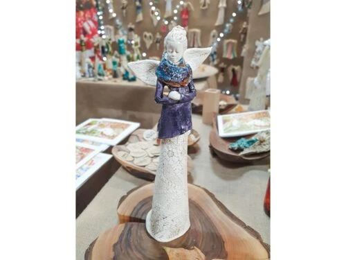 Figurka anioła Catherine - fiolet -  35 x 15 cm figurka dekoracyjna