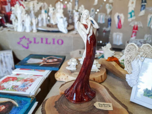 Anioł Elise - brąz ciemny -  35 x 15 cm figurka dekoracyjna gipsowa