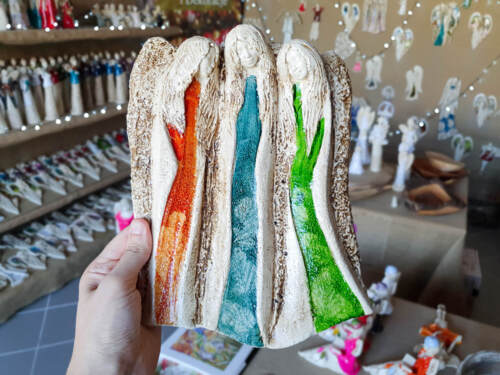 Anioły Wiara Nadzieja Miłość - jesienne -  28 x 20 cm figurka dekoracyjna gipsowa