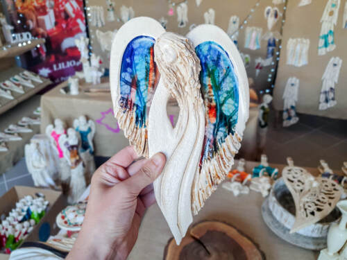 Anioł Cynthia Art Leaf -  30 x 17 cm figurka dekoracyjna gipsowa