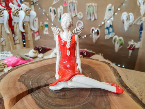 Aniołek Matilda  - rudy -  15 cm figurka dekoracyjna gipsowa