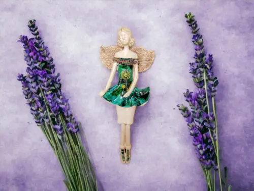Figurka anioła Art - turkus -  30 x 14 cm figurka dekoracyjna