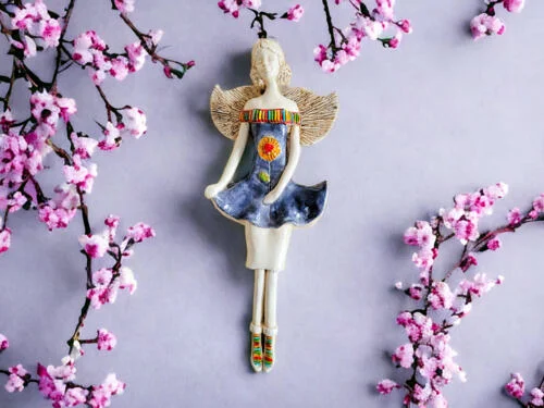 Figurka anioła Theresa - szary -  30 x 14 cm figurka dekoracyjna