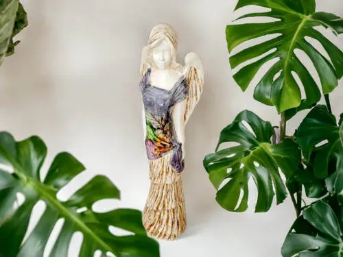Figurka anioła Victoria Art Leaf- szary -  62 x 19 cm figurka dekoracyjna