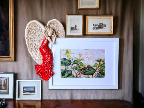 Andrea + Ramka Prosta - czerwona lewa -  13 x 18 cm figurka dekoracyjna gipsowa