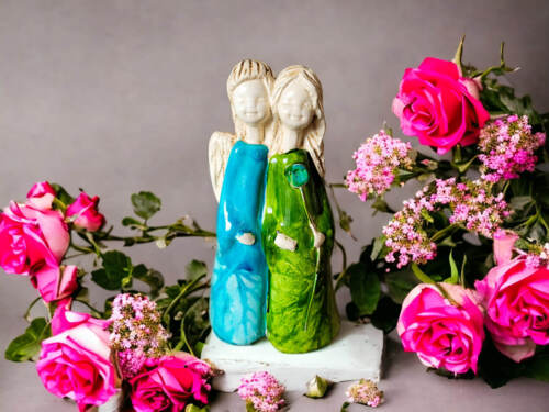 Anioł Apple & Ella - turkus zielony -  18 x 10 cm figurka dekoracyjna gipsowa