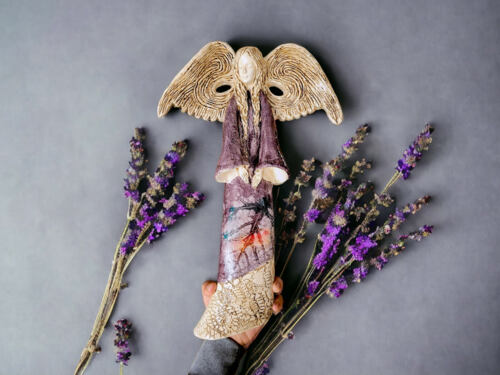 Anioł Clara Art Leaf - fiolet -  40 x 28 cm figurka dekoracyjna gipsowa