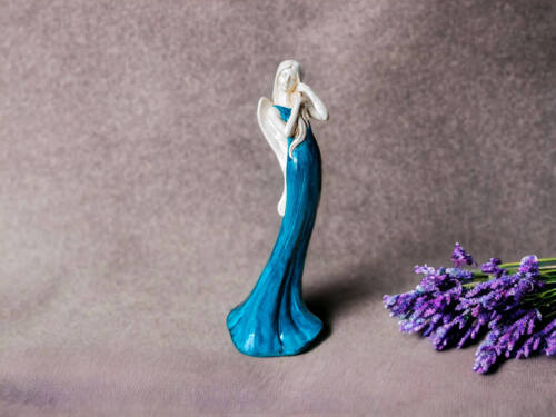 Anioł Elise - turkus -  35 x 15 cm figurka dekoracyjna gipsowa