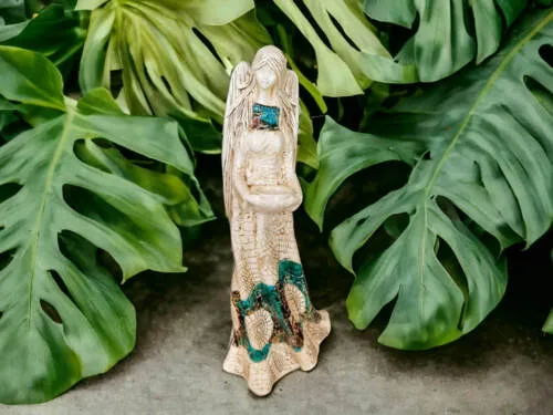 Figurka anioła Genesis - stojąca brąz turkus -  57 x 22 cm figurka dekoracyjna