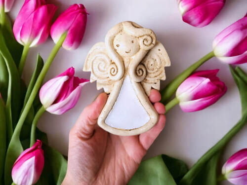 Liolinka Niunia - biały -  10 x 7 cm figurka dekoracyjna gipsowa