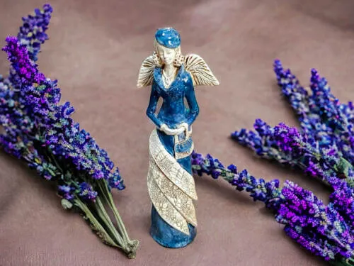 Figurka anioła Charlotte - szara -  32 x 15 cm figurka dekoracyjna