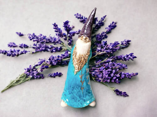 Skrzat Dobra Rada - szary turkus -  18 x 7 cm figurka dekoracyjna gipsowa