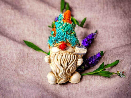 Skrzat Witaj - pomarańcz zielony -  figurka dekoracyjna gipsowa 5 x 5 cm