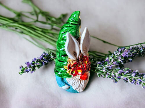 Skrzat Uszal - zielony turkus -  figurka dekoracyjna gipsowa 5 x 5 cm