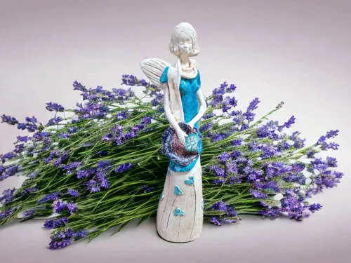 Figurka anioła Sunday Rose - turkus -  32 x 15 cm figurka dekoracyjna