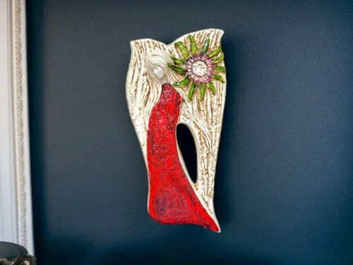 Figurka anioła Xenylla - czerwona -  figurka dekoracyjna 31 x 16 cm