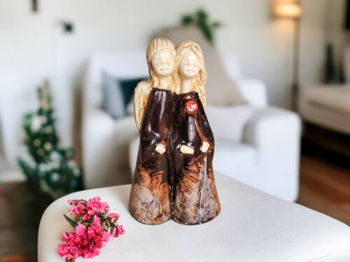 Anioły Apple & Ella Art Leaf - brąz -  18 x 10 cm figurka dekoracyjna gipsowa