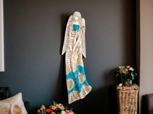 Anioł Genesis - wiszący turkus -  55 x 20 cm figurka dekoracyjna gipsowa