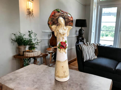 Anioł Mabel Art Leaf -  47 x 18 cm figurka dekoracyjna gipsowa