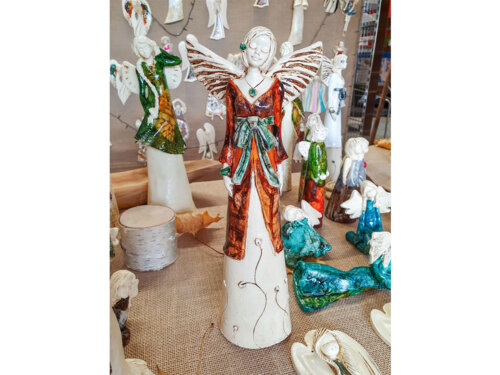 Anioł Lily Art Leaf - brązowy -  35 x 15 cm figurka dekoracyjna gipsowa