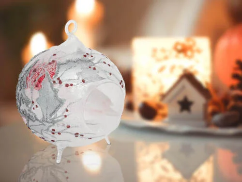 Bombka kominek lampion - srebrna tealight -  120 mm 1 szt