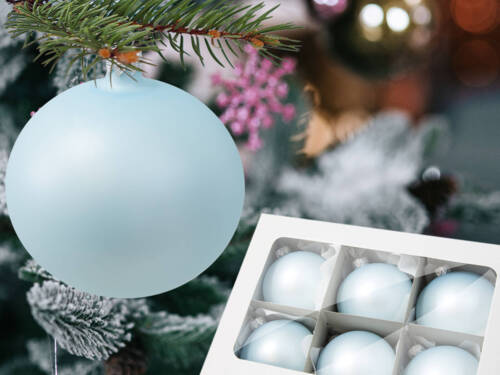 Bombki błękitna perła  -  80 mm  bombki choinkowe szklane 6 szt