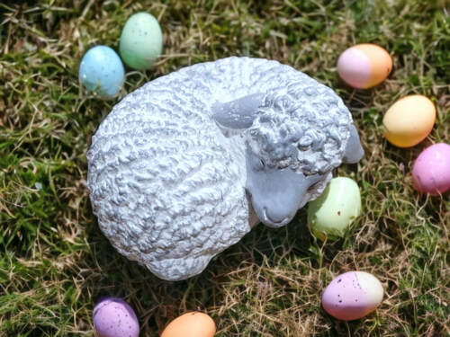 Baranek wielkanocny - biało szary -  5 x 11 cm ozdoba wielkanocna
