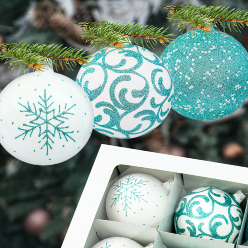 Bombki miętowy mix -  100 mm bombki choinkowe szklane 6 szt