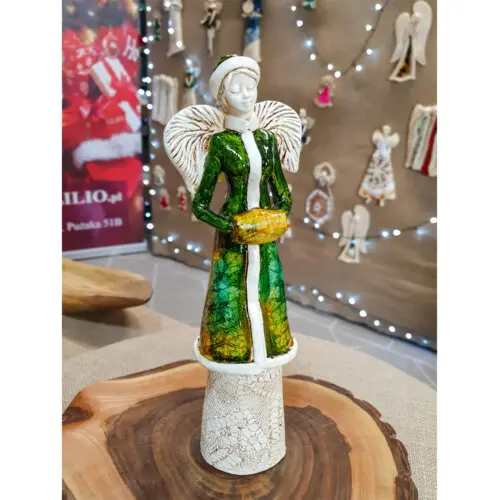 Figurka Gia Leaf  - zielona -  30 x 14 cm figurka dekoracyjna