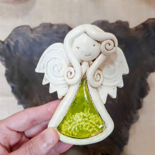 Liolinka Niunia - zielona -  10 x 7 cm figurka dekoracyjna gipsowa