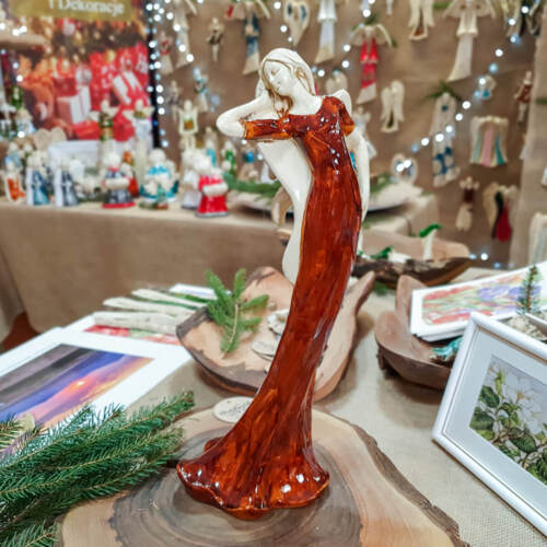 Anioł Sophia - brąz jasny -  35 x 15 cm figurka dekoracyjna gipsowa