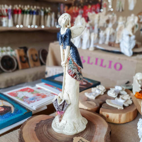 Anioł Annabel - granat -  35 x 15 cm figurka dekoracyjna gipsowa