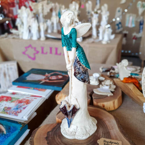 Anioł Annabel - turkus -  35 x 15 cm figurka dekoracyjna gipsowa