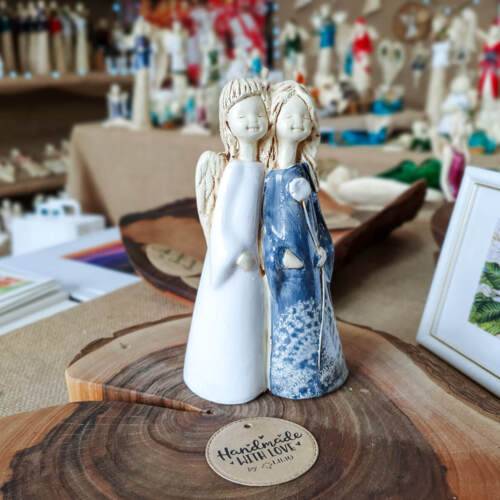 Anioły Apple & Ella Art 2 -  18 x 10 cm figurka dekoracyjna gipsowa