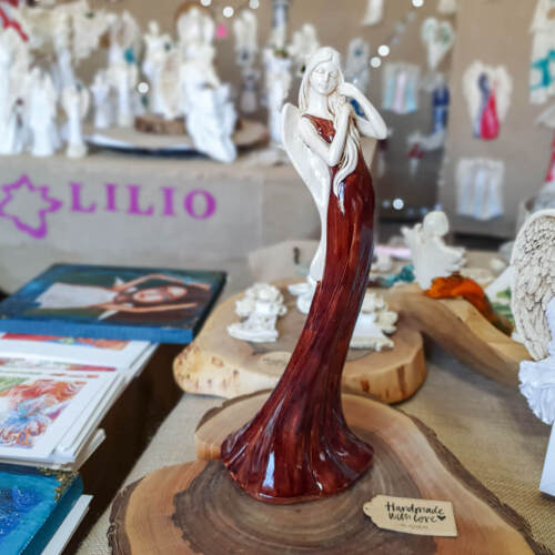 Anioł Elise - brąz ciemny -  35 x 15 cm figurka dekoracyjna gipsowa