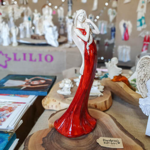 Anioł Elise - jasny brąz -  35 x 15 cm figurka dekoracyjna gipsowa