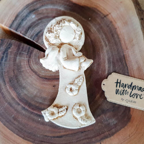 Liolinka z fletem - do malowania -  16 x 7 cm figurka dekoracyjna gipsowa