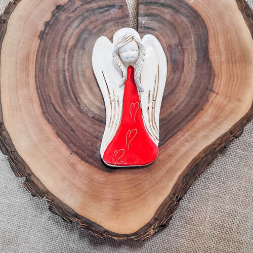 Liolinka Lilionka - z czerwonym -  14 x 9 cm figurka dekoracyjna gipsowa