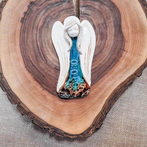 Liolinka Lilionka - z turkusem -  14 x 9 cm figurka dekoracyjna gipsowa