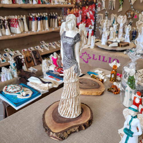 Anioł Victoria - szary -  62 x 19 cm figurka dekoracyjna gipsowa