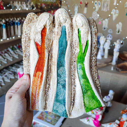 Anioły Wiara Nadzieja Miłość - jesienne -  28 x 20 cm figurka dekoracyjna gipsowa