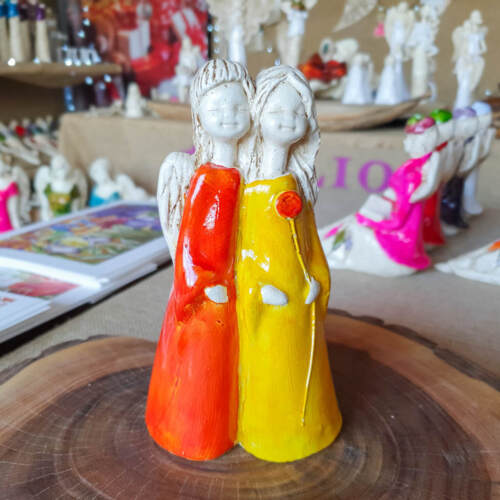 Anioły Apple & Ella - pomarańcz żółty -  18 x 10 cm figurka dekoracyjna gipsowa