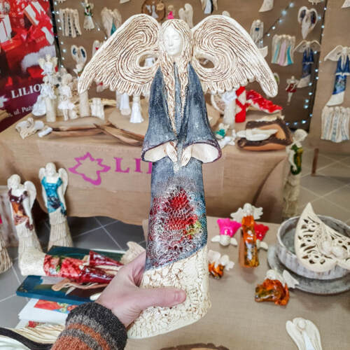 Anioł Clara Art - szary  -  40 x 28 cm figurka dekoracyjna gipsowa