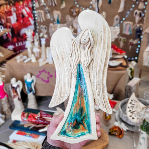 Anioł Gaja Art 30 -  28 x 12 cm figurka dekoracyjna gipsowa