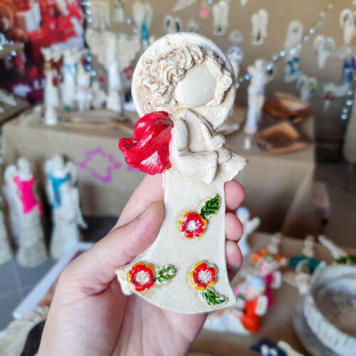 Liolinka z fletem Art Element -  16 x 7 cm figurka dekoracyjna gipsowa