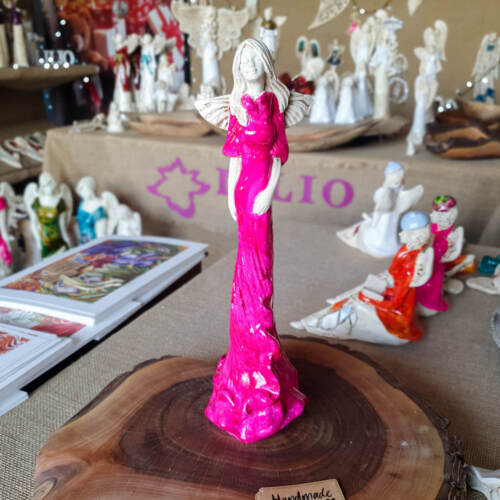 Anioł Margaret - różowy -  32 cm figurka dekoracyjna gipsowa