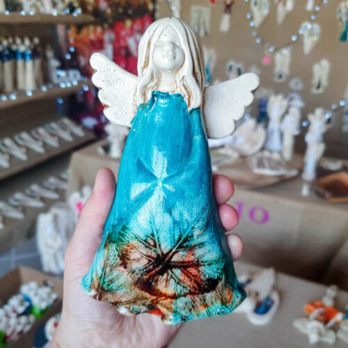 Anioł Monica Art Leaf -  18 x 10 cm figurka dekoracyjna gipsowa