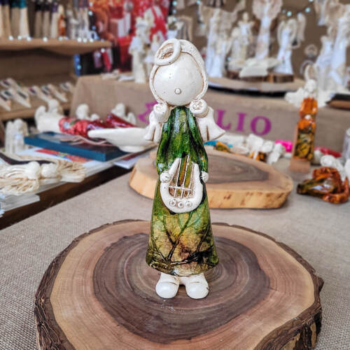 Anioł Szarpidruta Art Leaf - zielony -  27 x 8 cm figurka dekoracyjna gipsowa